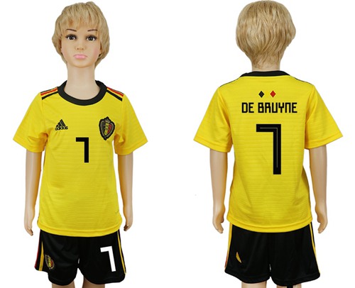Belgium #7 De Bruyane Away Kid Soccer Country Jersey - Click Image to Close